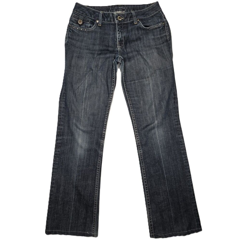 VTG Banana Republic Bootcut Jeans Women’s 4 Blue Hemmed Stretch Vintage 2006